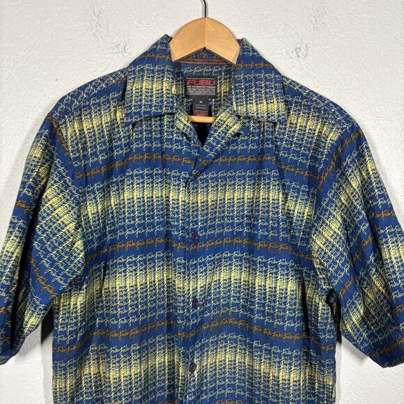FUBU Button Down Shirt Short Sleeves All Over Print Casual Collar - M - Picture 2 of 5